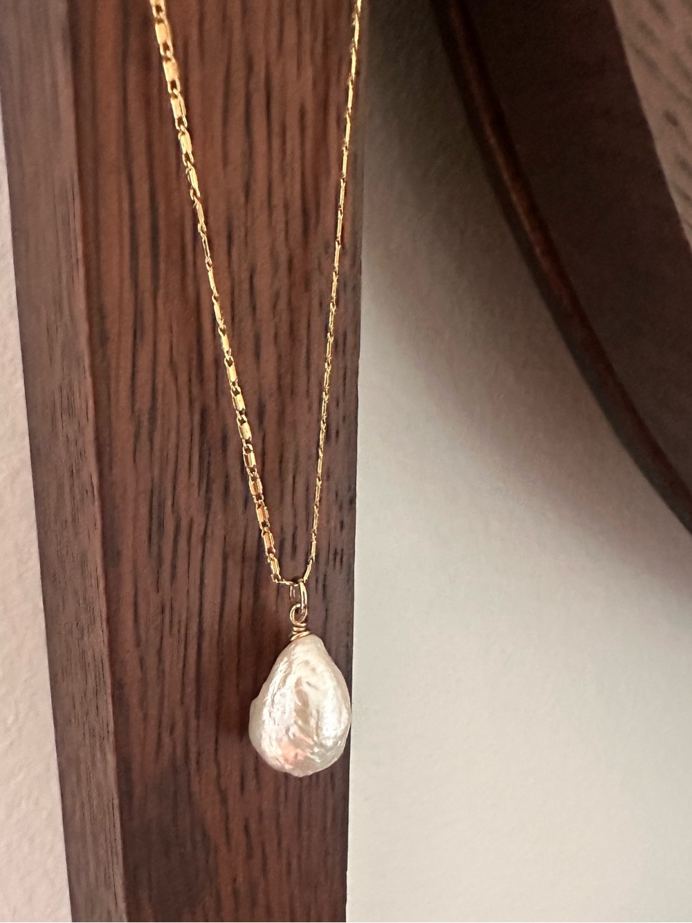 14k Gold Plated Brass Pearl Necklace by Cloverpost